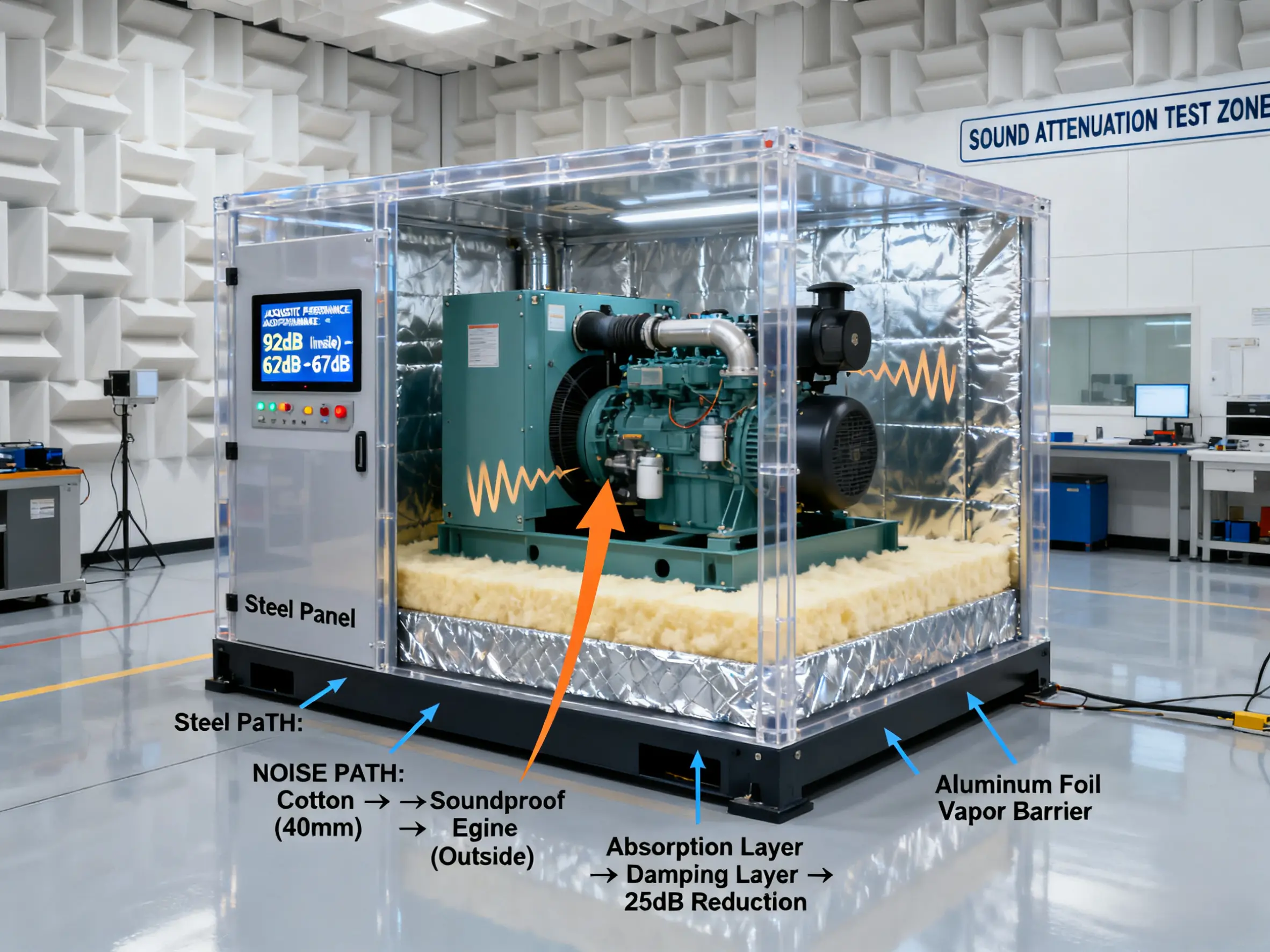 diesel generator sound attenuated enclosure